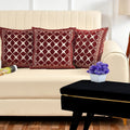 DECOMIZER Jacquard Geomteric Cushion Covers 16 Inch X 16 Inch Set Of 3 Ethnic Motifs 240 TC Cushion Covers,Design- Criss-Cross,Color- Maroon