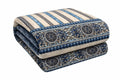 Gullivar Davos Premium Flannel Printed Single Bed AC Blanket 230x160 cm | 300 GSM Ultra Soft Breathable All-Season Blanket for AC, Summer & Mild Winter | Luxury Comfort Throw -Cream & Blue Kafalo