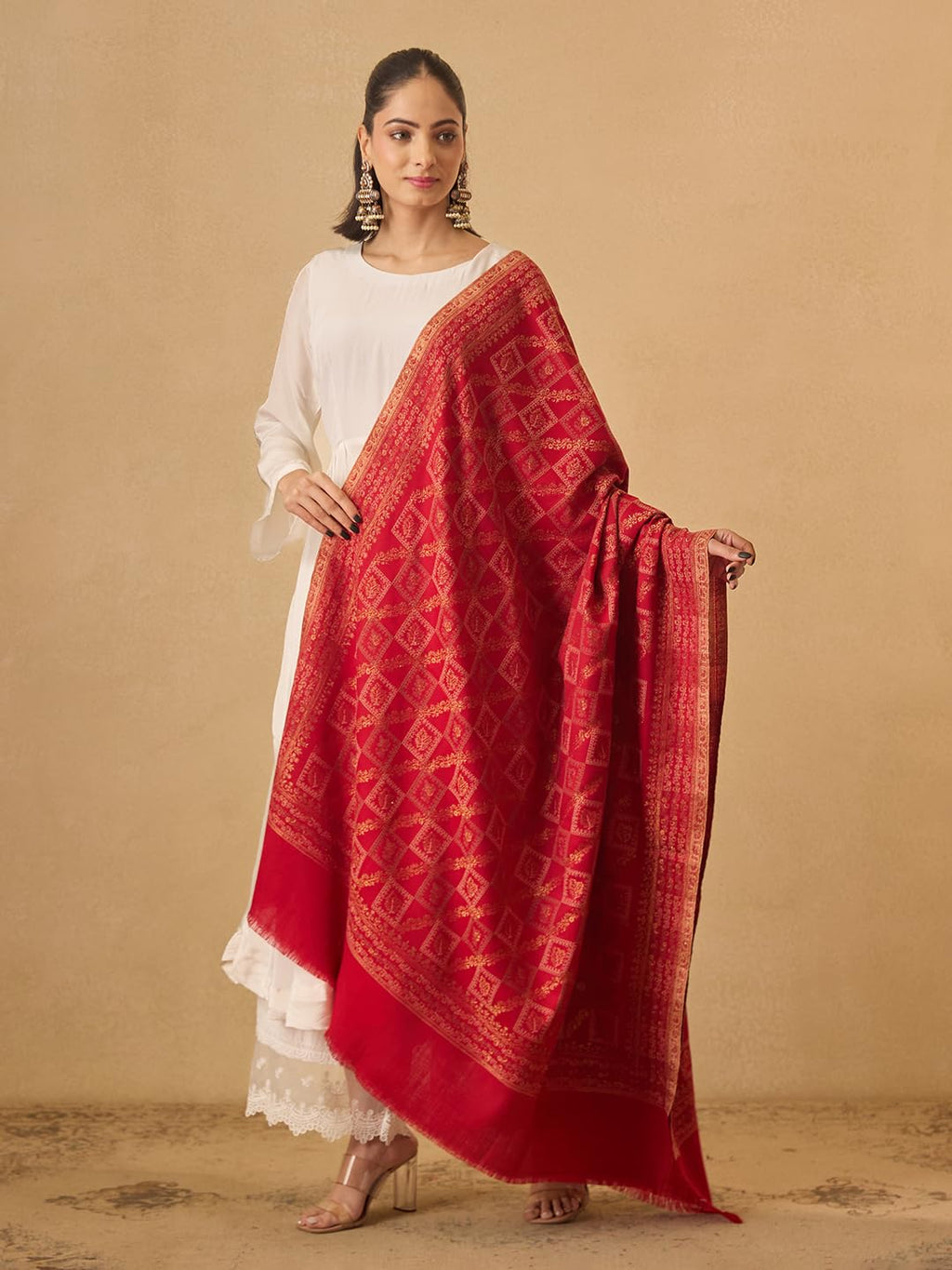 Pashmoda Women Mahtab Kashmiri Jamawar Woven Design Shawl (Size: 40x80in, 101x203cm) SECS56