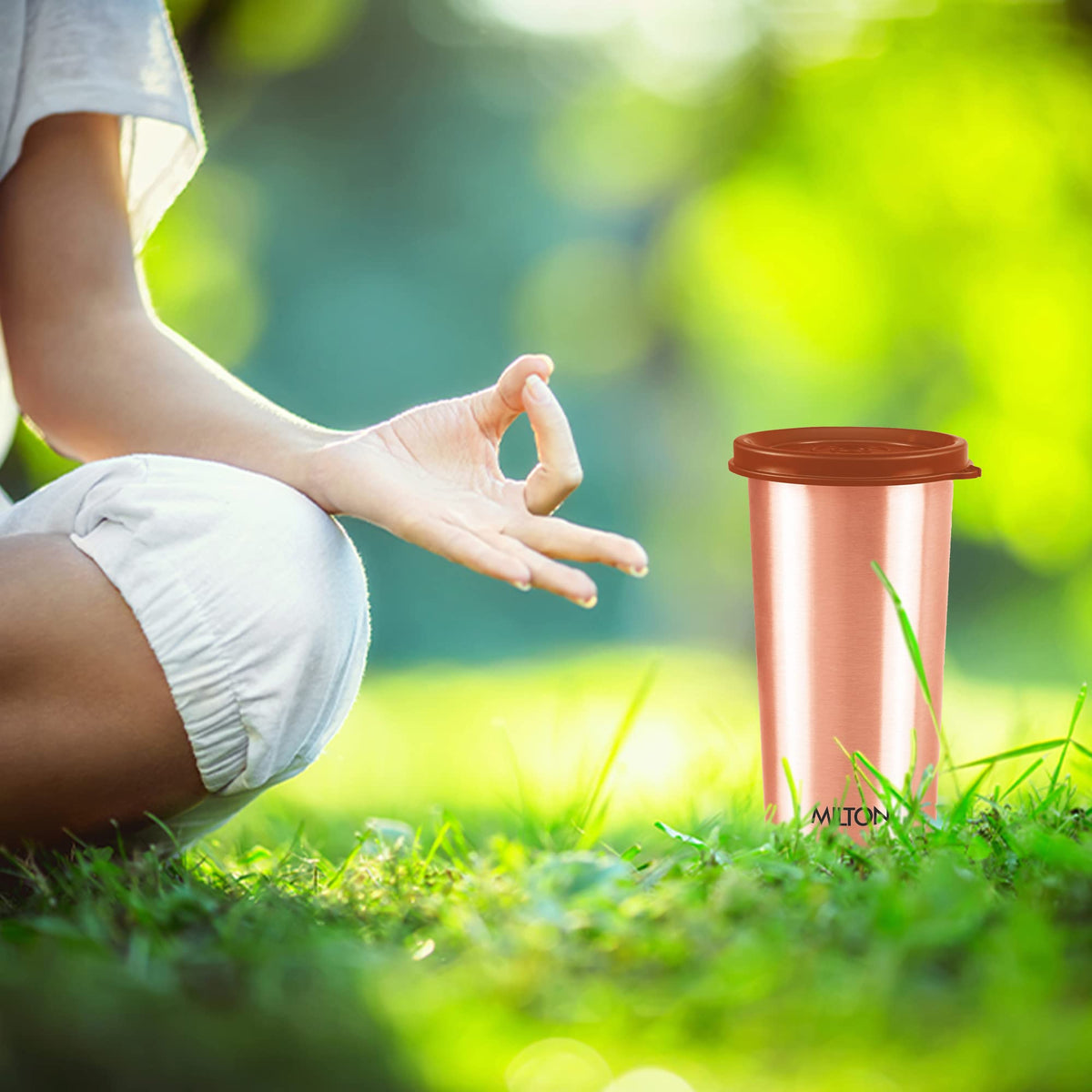 MILTON Copper Tumbler with Lid, 480ml, 100% Pure Copper, BPA Free, Leak Proof, Office, Boosts Immunity, Supports Digestive & Liver Health, Ayurveda Inspired