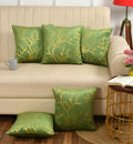 Stuffique Velvet Foil Cushion Covers 12 inch x 12 inch Set of 5, Pista Green