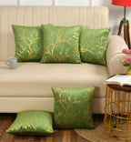 Stuffique Velvet Foil Cushion Covers 18 inch x 18 inch Set of 5, Pista Green
