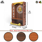 Gift Kya De Divya Om Beautiful Wooden Pooja Stand for Home, Temple, Office, Wall Mounted Puja Mandir with LED Light, Home Temple, Wooden Mandir for Home Decor, Size (H-20, L-12, W-8 Inch)