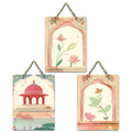 Artvibes Cultural Indian Royal Arch & Lotus Traditional Wooden Wall Hanger for Home Decor | Living Room | Art For Wall | Modern Artwork | Wall Illustrations | Unique Gift Items (WH_9663N), Set of 3