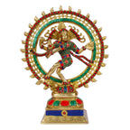 ARTVARKO Brass Natraj Idol Murti Natraja Bhagwan Large Shiva Dancing Statue Home Decor Mandir Temple Vastu Showpiece for Gift Height 13.5 Inches