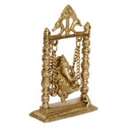 ARTVARKO Brass Lord Ganesha Bhagwan On Swing Brass Ganesh Idol Ganpati On Swing Jhoola Jhula for Home Office Temple Puja Décor Gift Height 22 Cm.