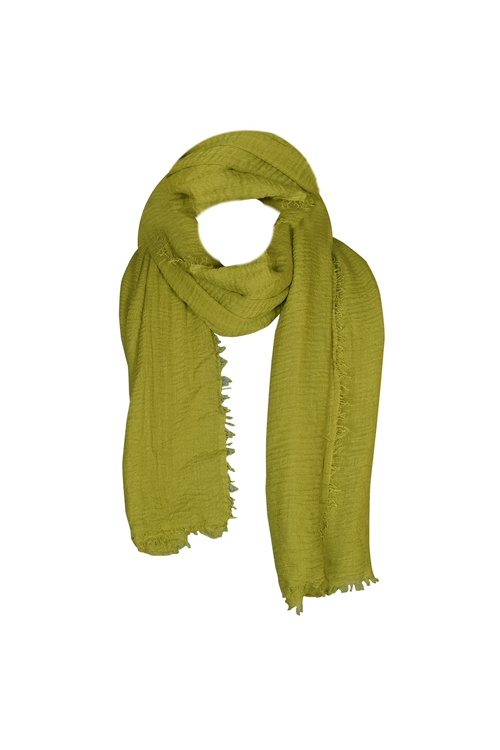 Iba & Isba Women's Plain Crinkled Scarves, Stoles, Hijab (76 x 36 inch) (Olive)