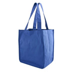 Simple Ecology Organic Cotton Deluxe Reusable Grocery Shopping Bag with Bottle Sleeves - Blue (Heavy Duty, Washable, Durable Handles, Foldable, Craft & Gift Bag, 6 Bottle Wine Bag Carrier)