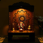eCraftIndia Beautiful Om Decorative Wooden Temple for Home Office | Wall Mounted Pooja Stand for Home Temple Pooja Mandir