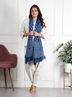 RAI SAHAB Women's Cotton Hand Block Printed Casual Stoles/Scarf(ST-73BLUE10)