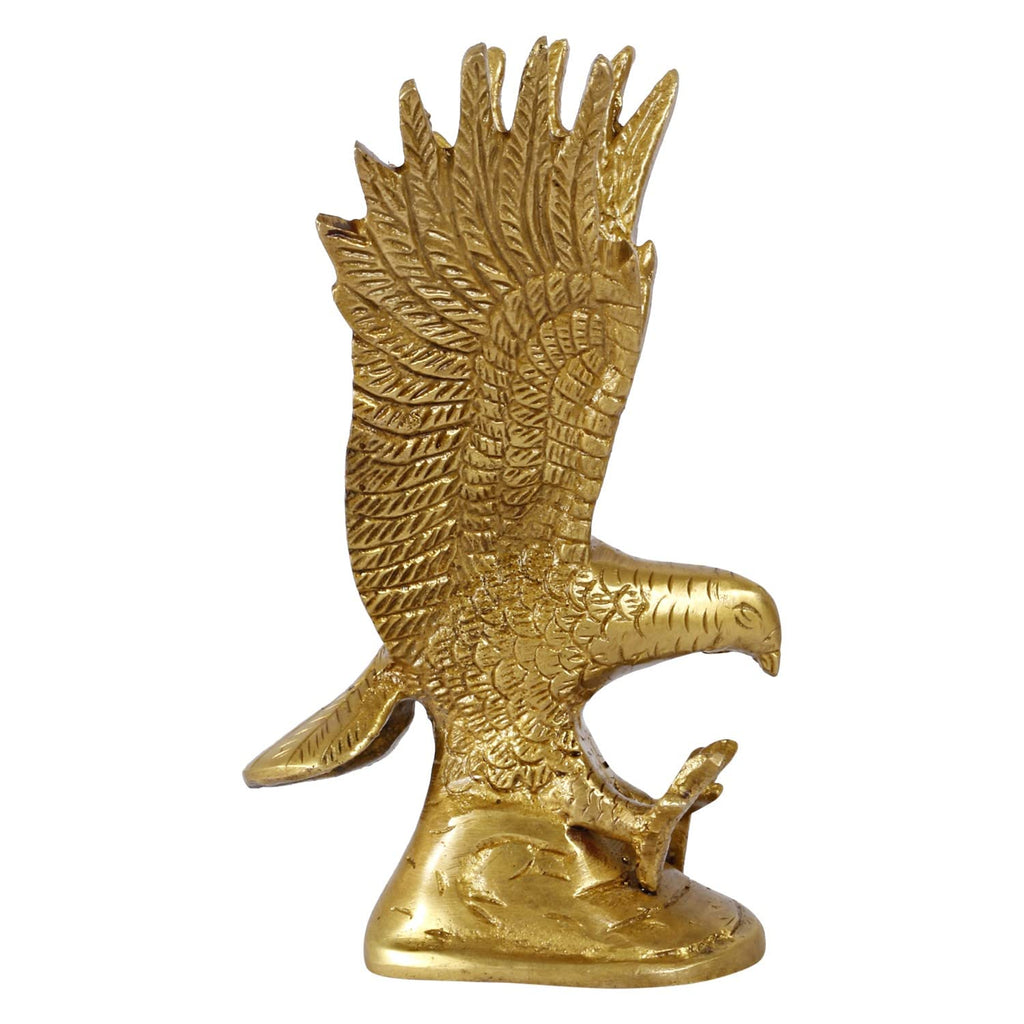ARTVARKO Brass Eagle Statue Wild Bird Flying Hawk Sculpture Feng Shui Vastu Animal Decorative Handmade for Home Decor Office Showpiece Gift 6.5 Inch