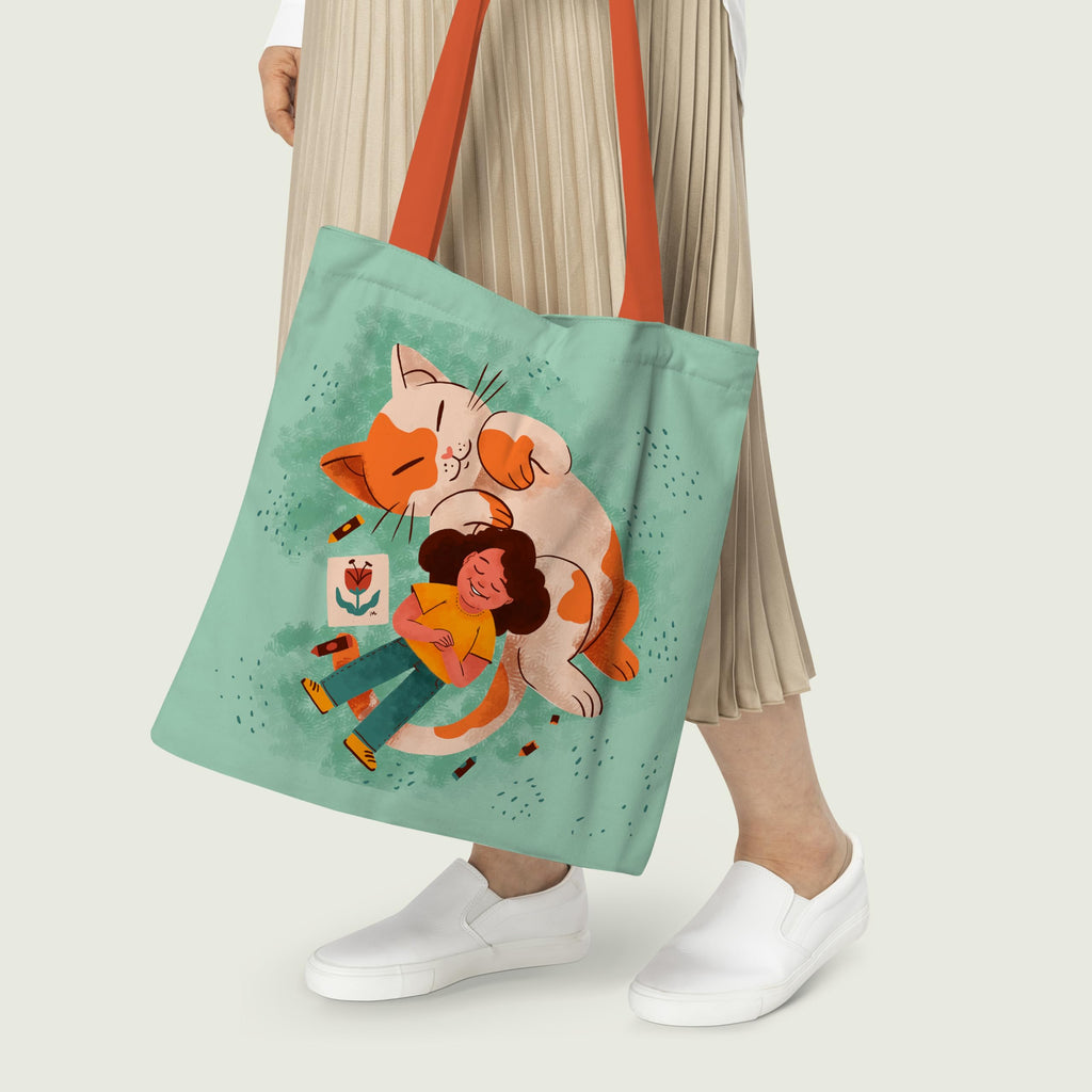 Purple Tree Happy Kitty Canvas Tote - 1 Pc, Women's Printed Tote, Stylish Bags