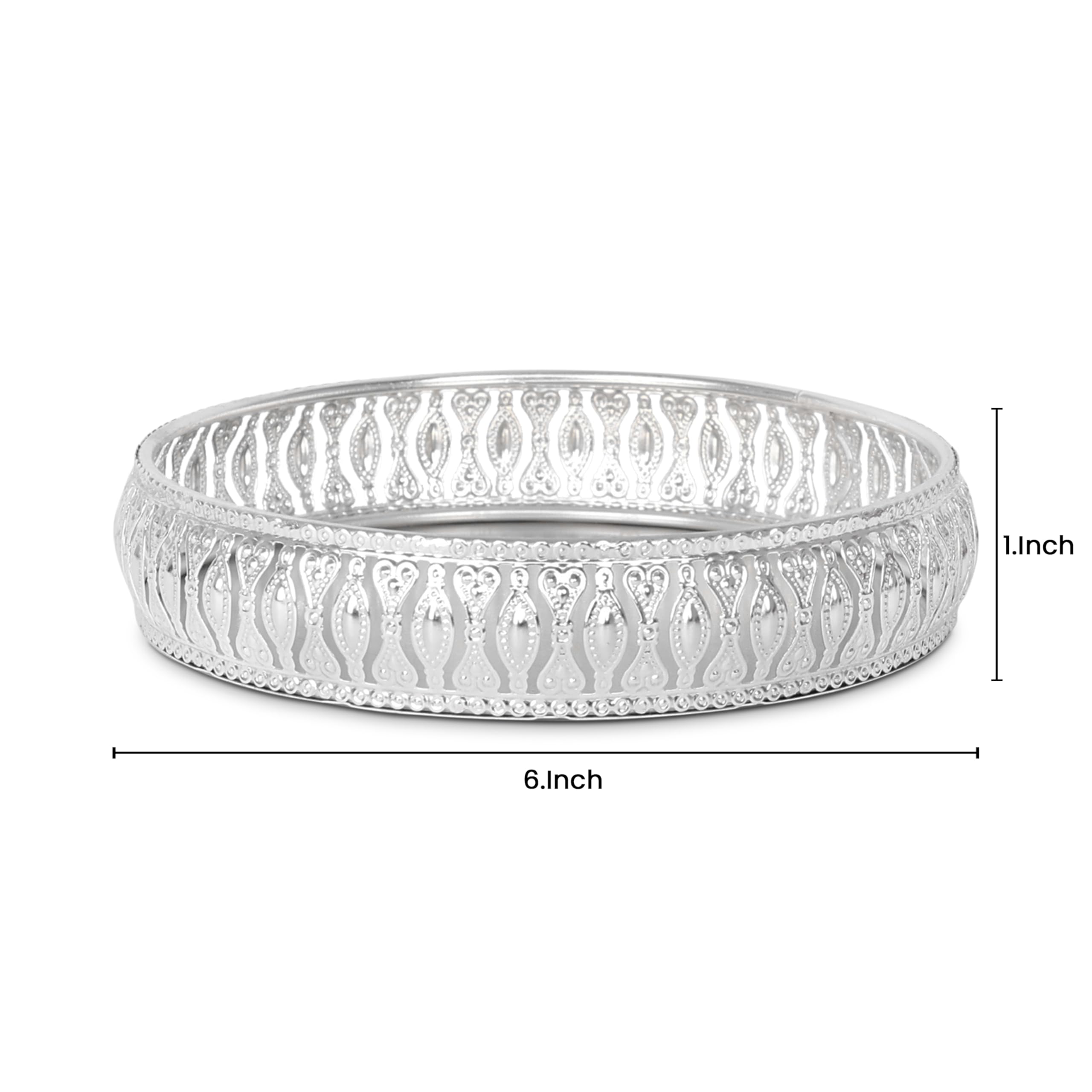 R Ayurveda Copper Round German Silver Plated Tray| Round Decorative Tray | Best Gift for Pooja | Décor | Diwali | Anniversary | House Warming | Birthday (Pack of 1) Size: 6x6 Inches with Gift Box