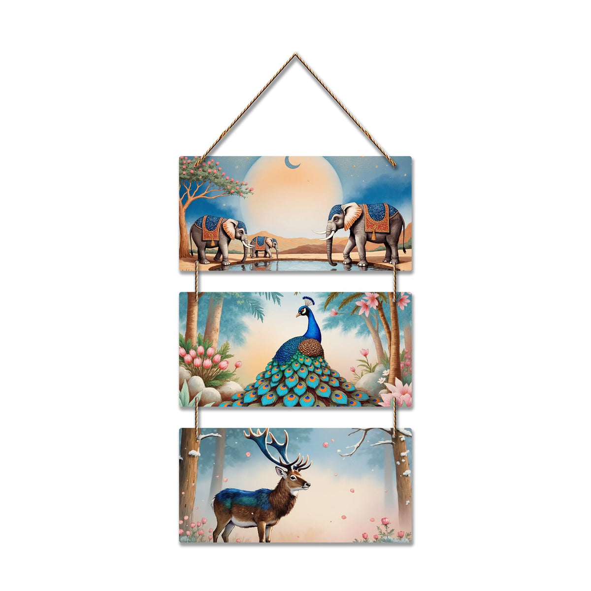 Artvibes Animal Theme Wall Art for Living Room & Bedroom | Decorative Wall Hanging | Home Decor Wooden Wall Hanging | Living Room Decoration Item & Housewarming Gift | Signs & Plaques (WH_9426N)