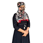 Switchon Scarf Hijab Rayon Printed fancy scarf for women Size Adjustable -Hook loop tape (Multicolor_Black)