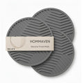 HOMMAVEN Silicone Trivet Mats, Set of 3, Heat and Slip Resistant, Multipurpose Non-Slip Hot Pads for Kitchen Potholders, Jar Opener, Spoon Holder, Food Grade BPA Free, 6.5mm Extra Thick,(Grey) Kafalo