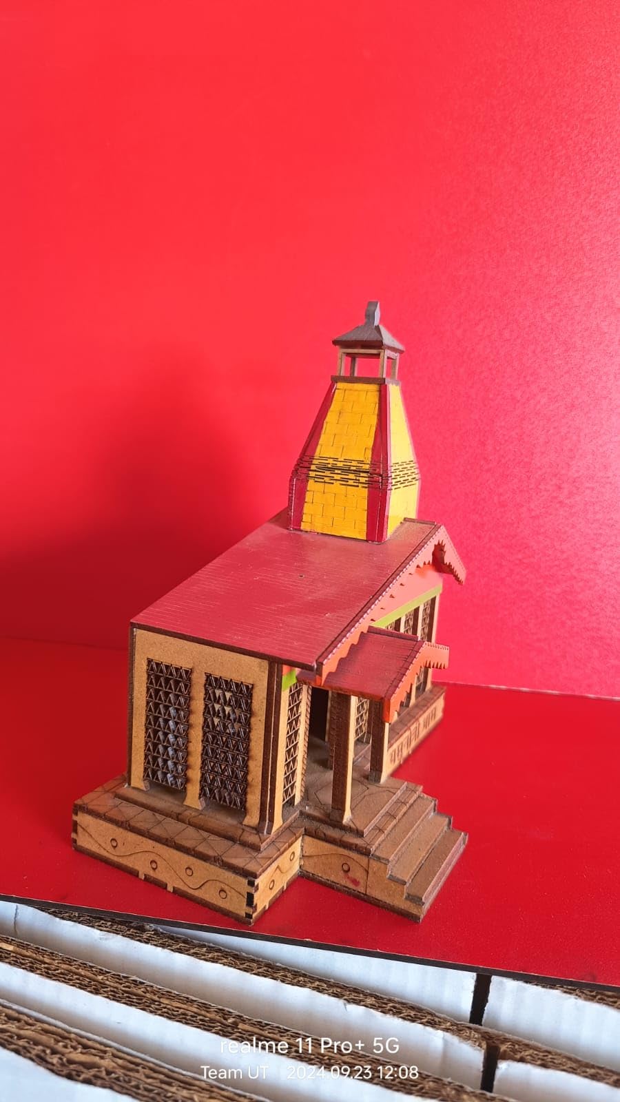 Yamunotri Temple 3D Wooden Model | Char Dham Pooja Décor & Spiritual Showpiece Religious Wooden Showpiece for Home Temple
