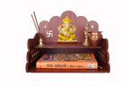 AR ART Dummy 1 Beautiful Wooden Pooja Stand for Pooja Mandir Temple and Office Puja Mandir Wall Mounted Size (L-11.25, W-9.50, H-9.25 Inch) Dark