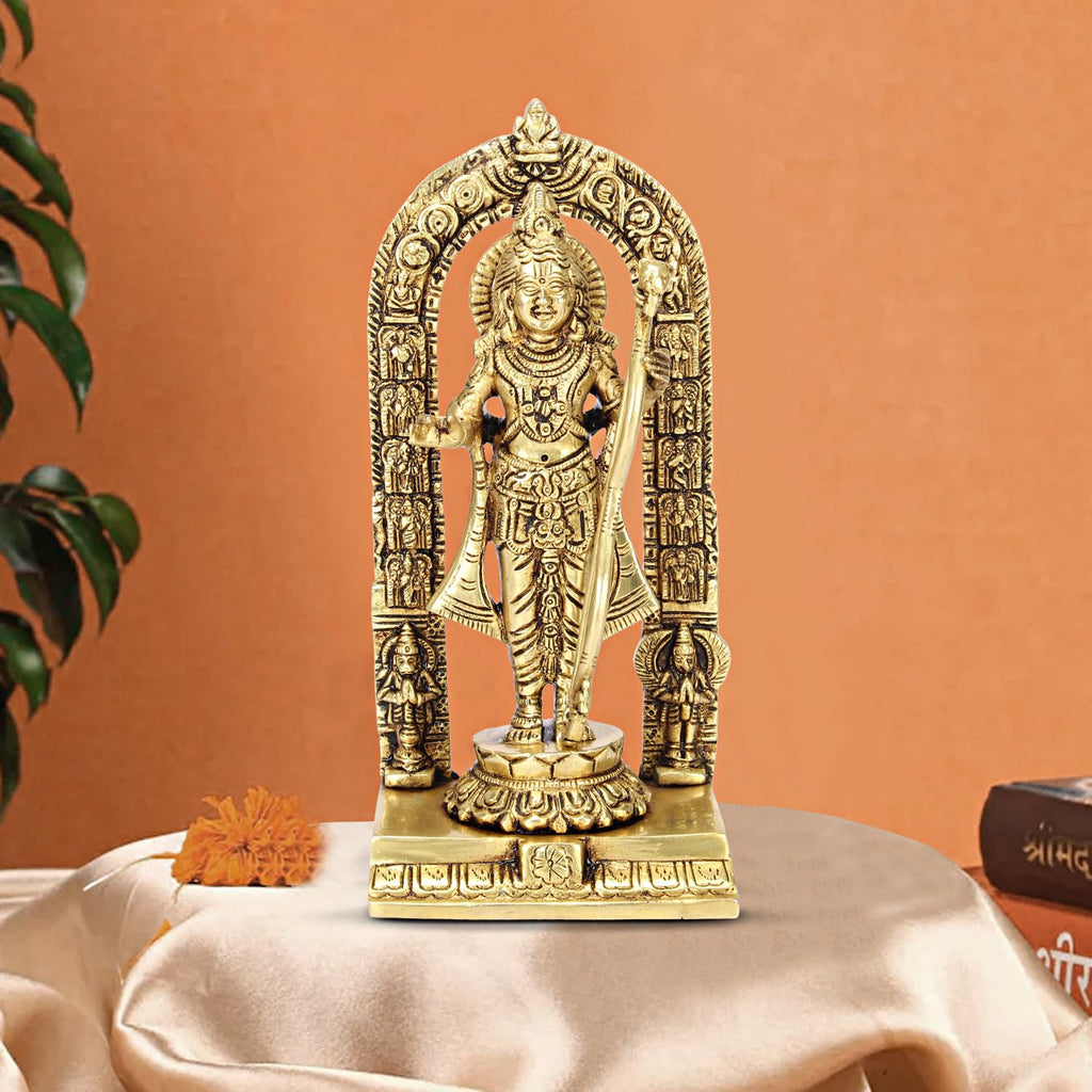 ARTVARKO Brass Ram Lalla Idol Ayodhya Murti Shree Ram Lalla Statue Mandir Puja Office Home Décor Gift Gold, Height- 9.5 Inch,Standard 1pcs.