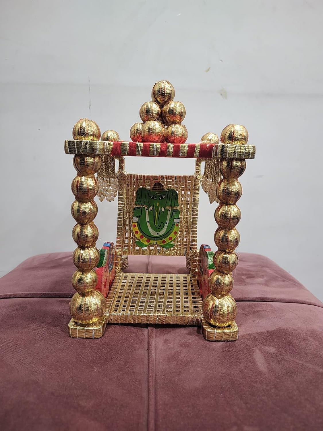 Nutts Handmade Small Mandir for Bhagwan Moorti for Home Faith Temple Pooja Mandir Handicraft Temple for Diwali Pooja (Singhasan16)