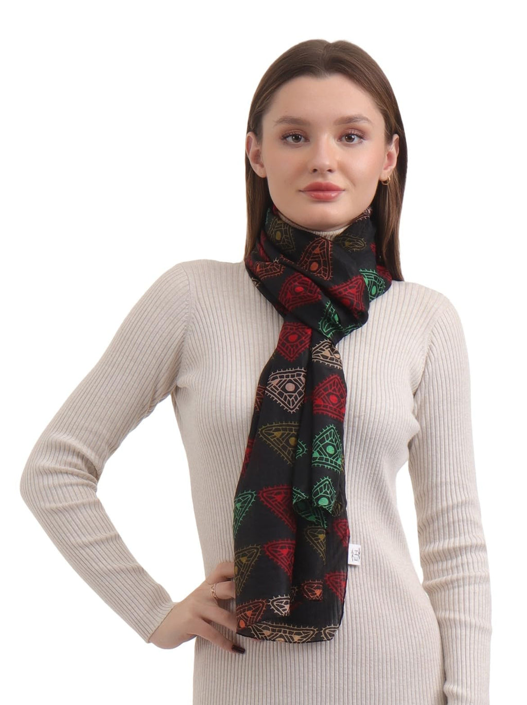 EH 100% Pure Mulberry Silk Scarf for Women, head scarf, neck scarf, hair scarf, digital printed long (22 X 72) (MC 42)