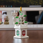 KridayKraft Spiritual Graceful Tulsi Plant Artifical Decorative Showpiece Figurine for Pooja Room, Home Temple, Office & Gifting Accent for Pooja Room, Symbol of Positivity & for Gifting (Silver)