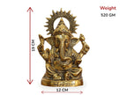 KridayKraft Metal Ganesha Idols ganpati Decoration Statue for Home, 19 cm Height, 12 cm Width, 520 gm, Decorative Hindu Religious Figurine