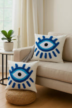 Furnistitchs Premium Decorative Throw Cushion Pillow Cover Boho Home Decor - Living Room Bedroom Couch Sofa Cushion Covers 16 inch x 16 inch (2, Blue Cross)