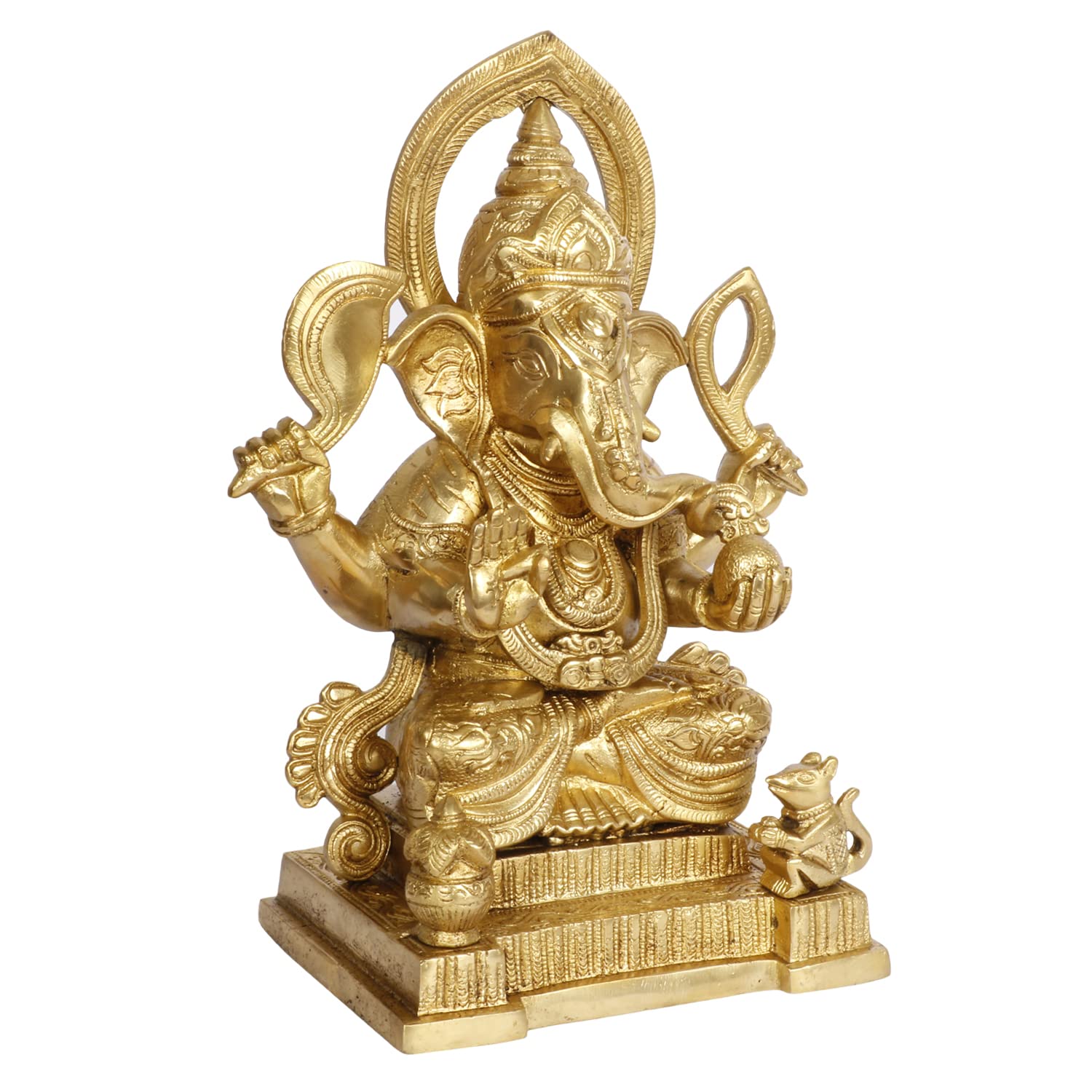 ARTVARKO Brass Ganesha Bhagwan Idol Ganesha Statue Ganpati Murti for Puja Home Entrance Decor Gift Height 10 Inch