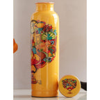 INDIAN ART VILLA Copper Water Bottle 900 ml, “Padharo Mhare Desh” Theme, Rajasthani Meena Printed Design, Handcrafted (0.9 Litre)