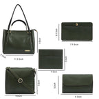 Bagsy Malone Women's Vegan Leather Stylish Tote Bag | Pack of 5 | Ladies Purse Handbag (Croco Olive)