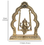 Artvarko Pure Brass Ganesha Jhula Idol Ganesha Swing Jhoola Murti for Home Entrance Decor Gift 9 Inch