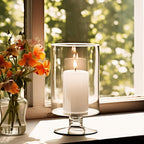 AABHAYA ARTS Hurricane Stemmed Glass Candle Holders, 5.5 inches Height, 3 inches Diameter, Clear (1), Transparent