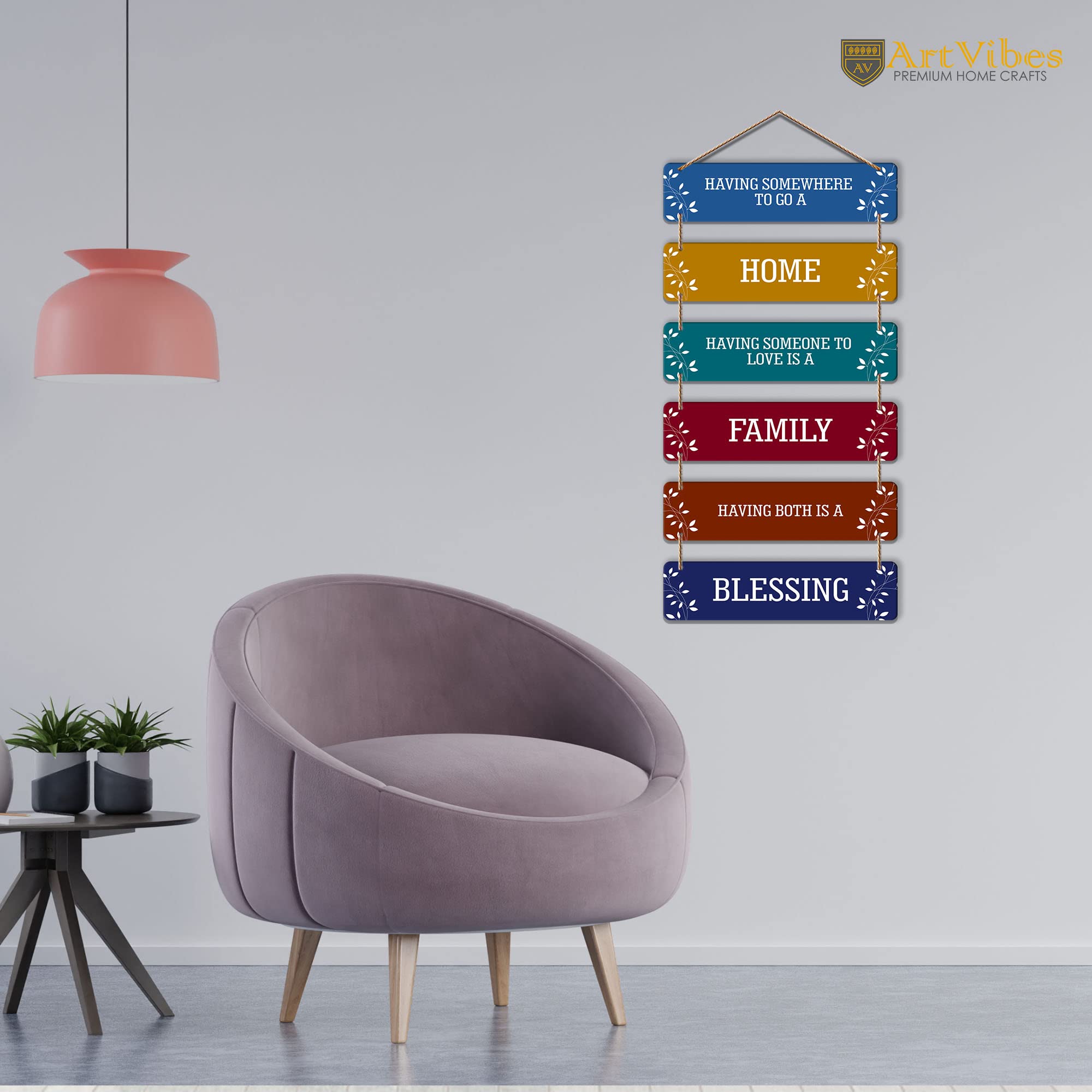 Artvibes Family Quote Decorative Wall Hanging Ornaments Wood Art Decoration item for Living Room | Quotes Decor Item | Wall Accents | Gift Items | Wall Illustrations | Artworks Hangings(WH_3206N)