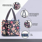 Boho Girl Mini Tote Bag for Women Whimsical Jacquard Handbag with Adjustable Strap Stylish and Elegant Ladies Crossbody Shoulder Purse, Sling Bag Perfect Birthday, Anniversary and Wedding Gift