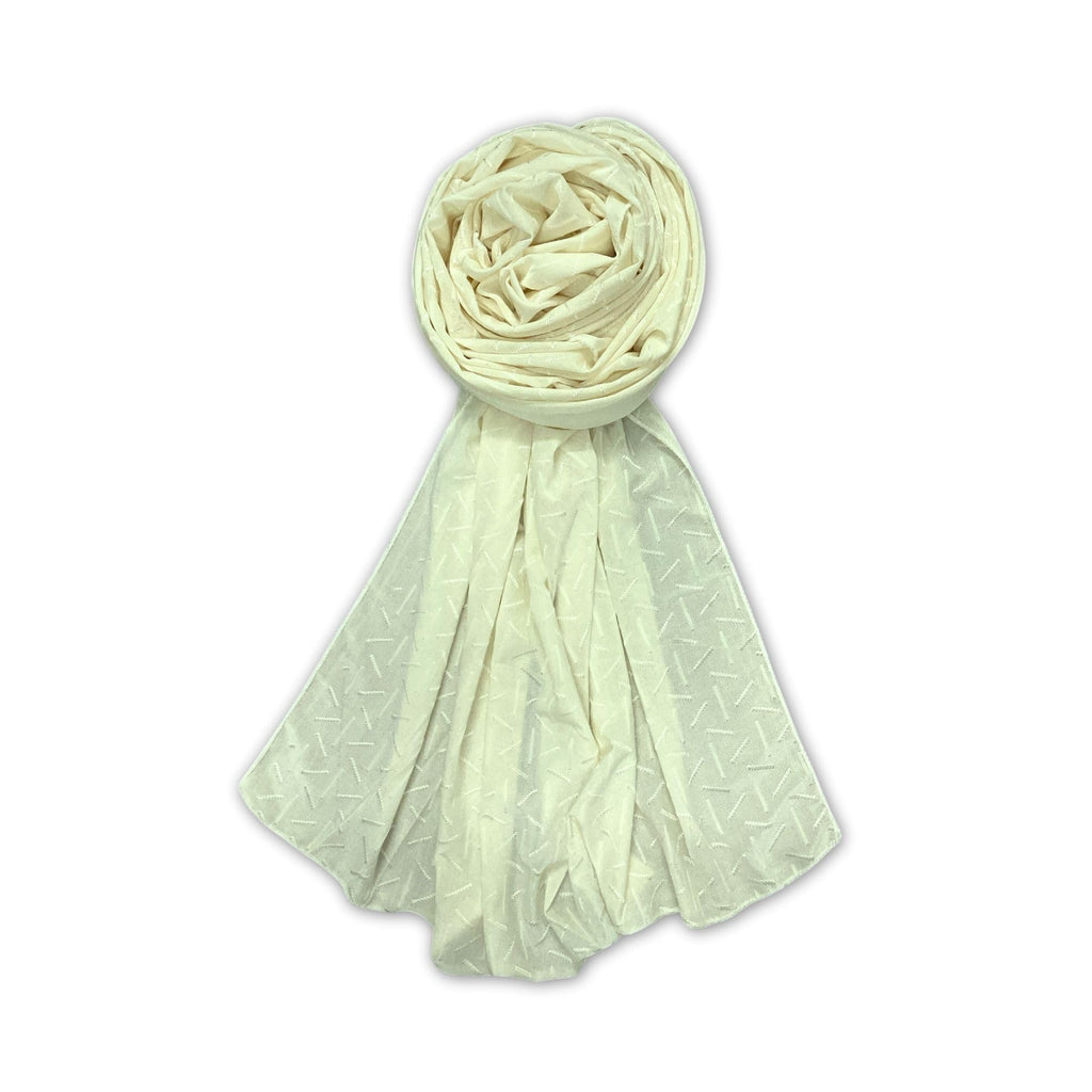 FAHABO Scarf Woman Premium Self-Woven Jersey Scarves | Hijab Scarf | Headscarf | Neck Scarf | Stoles | Wraps (L- Cream)