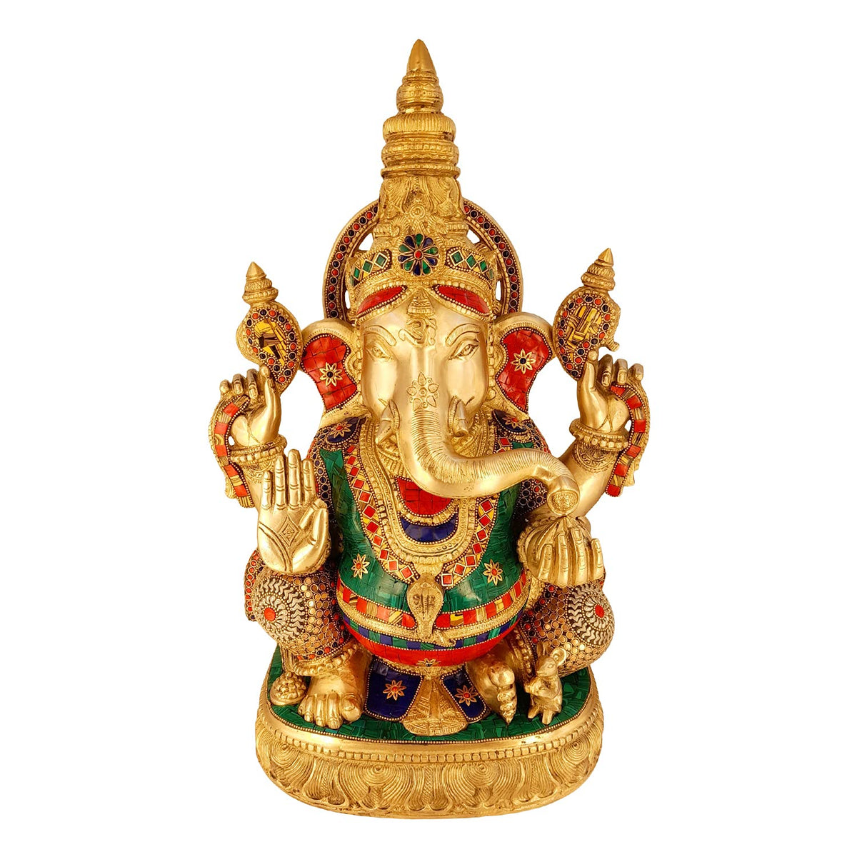 Svarup Brass Ganesha Idol for Home Decoration Ganpati Statue Murti for Gift Height 20 Inch Weight 23 Kg Color Multicolor