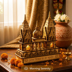 VISHUFAB Wooden Kashi Vishwanath Temple Model | Handcrafted Religious Showpiece | Traditional Home & Office Decor