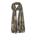 STOLE STUDIO Embellished Leaf Luxurious Viscose Stole Scarf (Black/Beige)