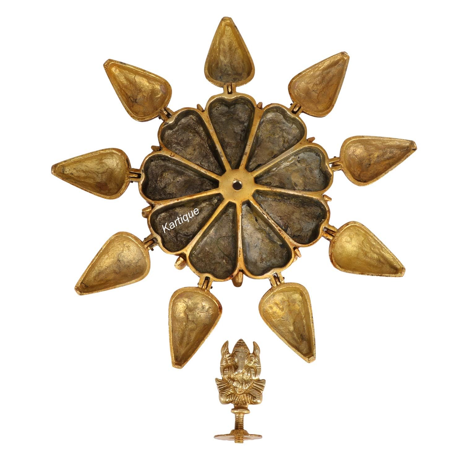 Svarup Brass Chopad Ganesha Idol in Gold Color Height 12 Inch Weight 2.4 Kg