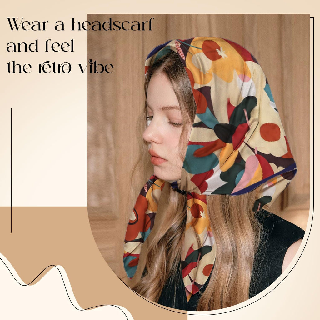 ULOS Women's Printed Shiny Dubai Style Luxury Floral Pattern Satin Head Scarf - Neck Scarf (Square)