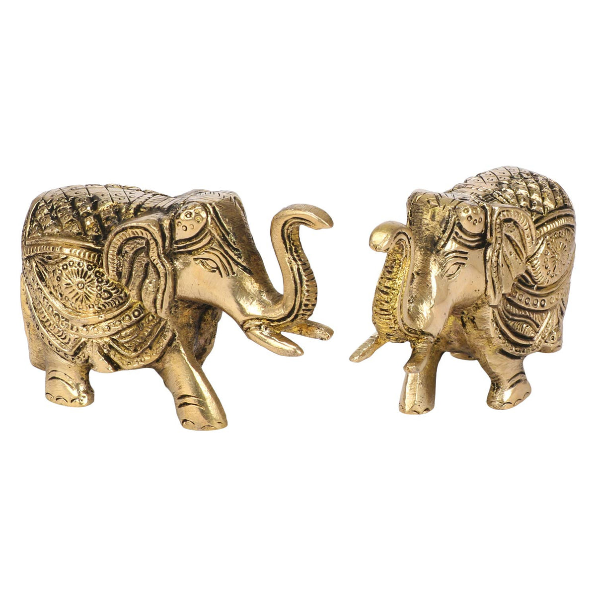 ARTVARKO Brass Idol Murti Elephant Set of 2 for Hall Restaurant Galleria Living Room Office Indoor Outdoor Feng Unique Gift Item Shui Vastu Corner