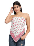 Ravaiyaa - Attitude is everything Sanganer Hand Block Printed Scarves Pure Cotton Scarf Square Hijab Dupatta 40 X 40 Inch (White)