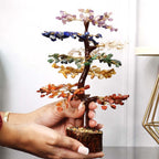 Shubhanjali 7 Chakra Tree M-Seal 300 Beads for Home Decor | Crystal Tree for Positivity Goodluck | Gemstones | Feng Shui Stone Tree for Living Room, Office Desk & Hall Decor | Christmas Decor Gift