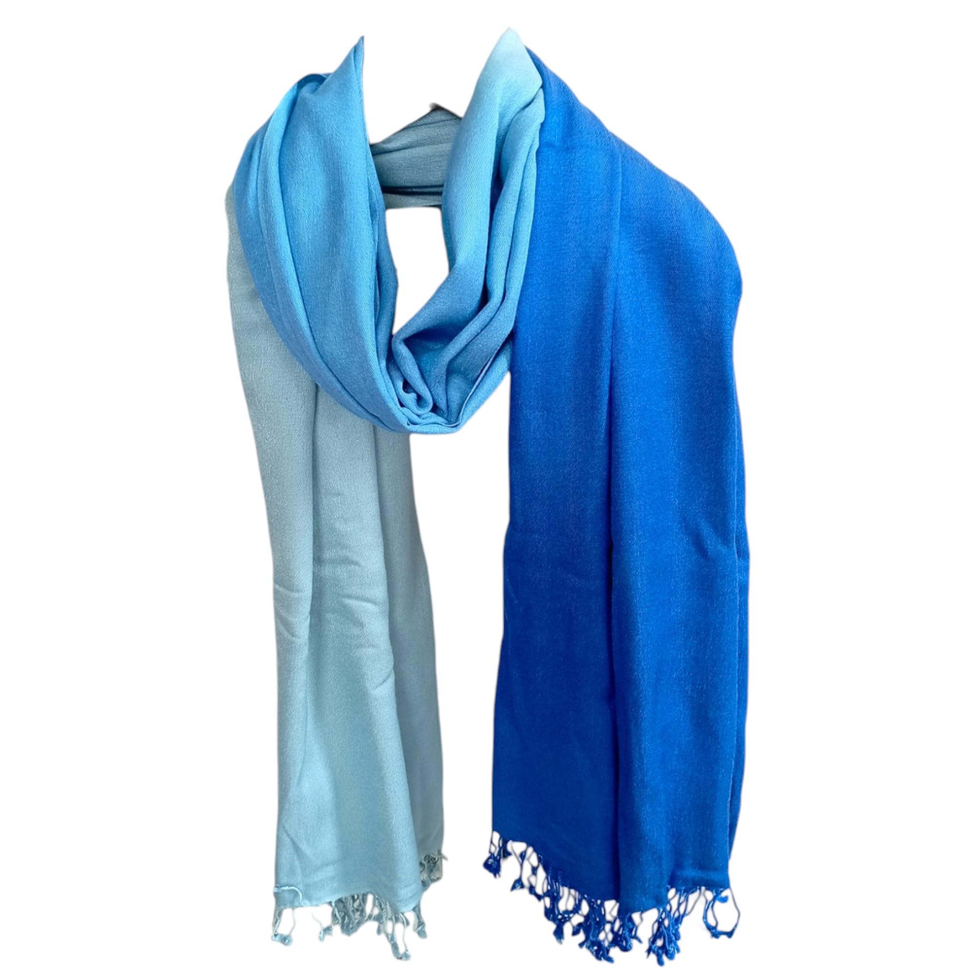 Graziemille Pure Pashmina For Women PALE BLUE/ELECTRIC XL