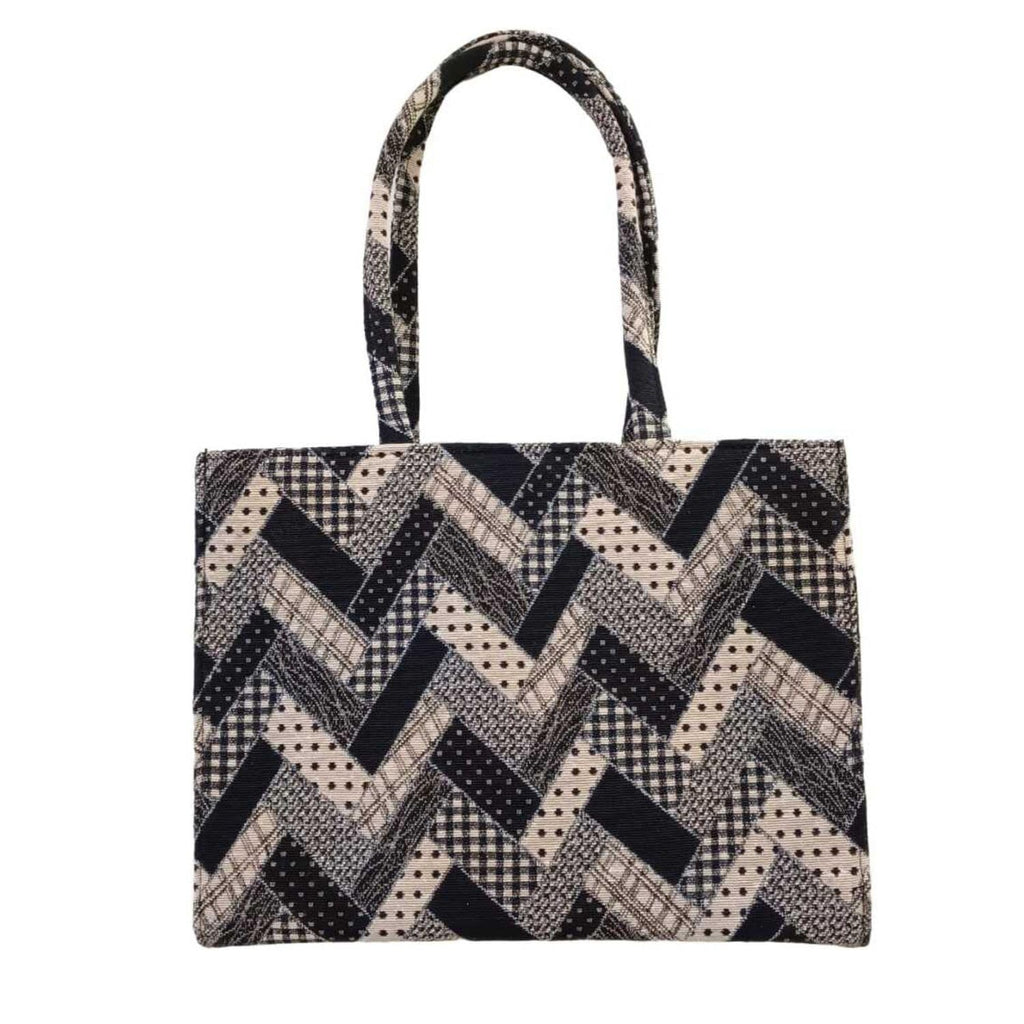 Dcozi Women's Tote Bags Stylish Handbags for Office, College & Party Use | Trendy Shoulder Bag for Work, Casual & Evening | Durable & Fashionable Tote for Women Medium Size -TB15 (Zigzag Black)