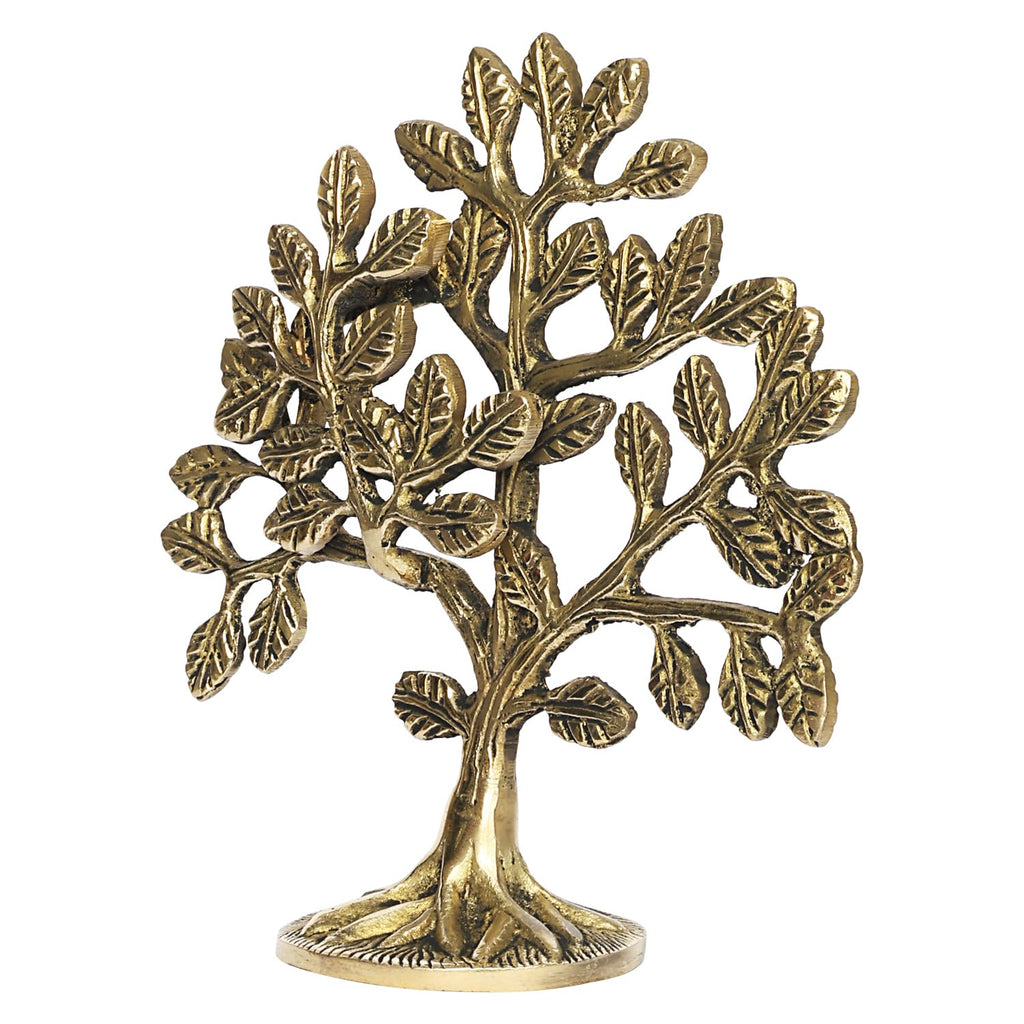 Svarup Brass Kalpavriksha Tree kalpvriksh Showpiece Fengshui Vaastu Tree of Life Good Luck Gift 15 cm.