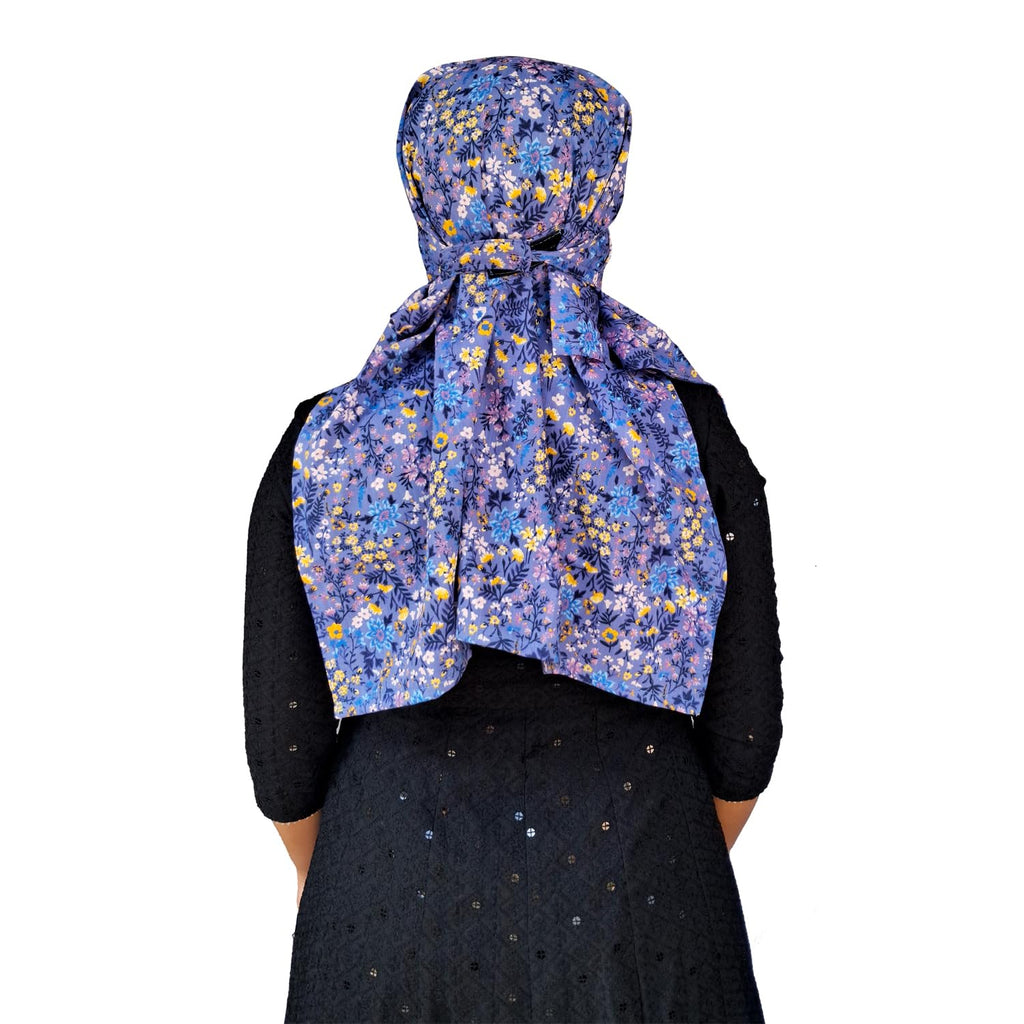 Switchon Scarf Hijab Rayon Printed fancy scarf for women Size Adjustable -Hook loop tape (Blue)