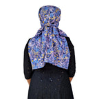 Switchon Scarf Hijab Rayon Printed fancy scarf for women Size Adjustable -Hook loop tape (Blue)