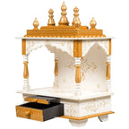 Kamdhenu Art and Craft Wood Home Temple (Brown, Gold and White, 12 Inch X 18 Inch X 24 Inch)